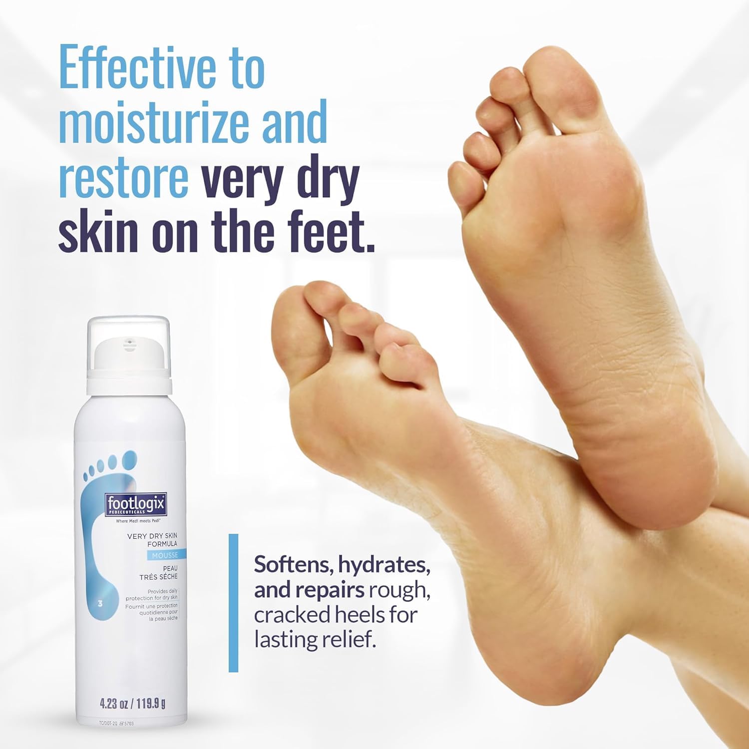 Footlogix Très Sèche – Emballage design, pratique pour votre routine pédicure.