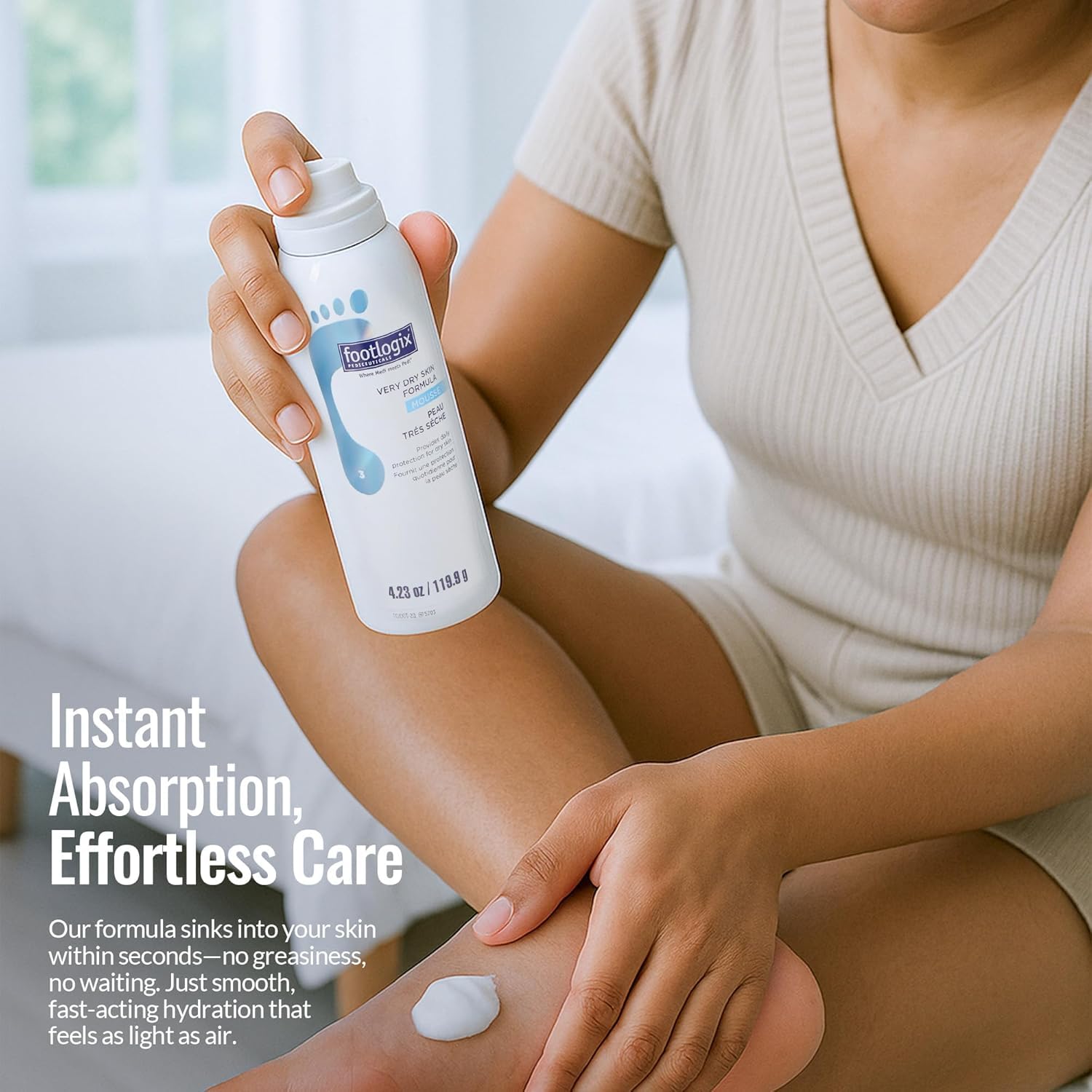 Footlogix Très Sèche – Routine journalière pour pieds secs et confort durable.
