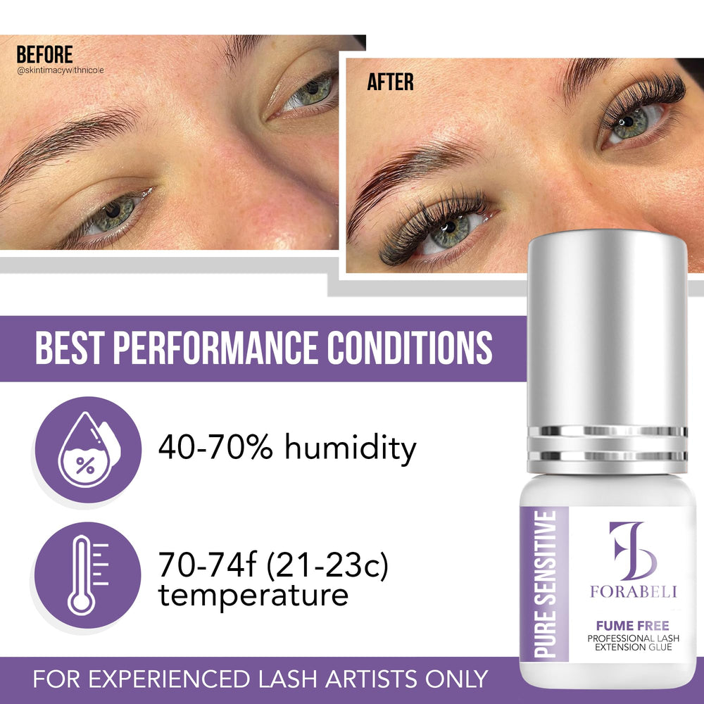 Forabeli Pure Sensitive adhésif cils sans latex et sans formaldéhyde pour sécurité.