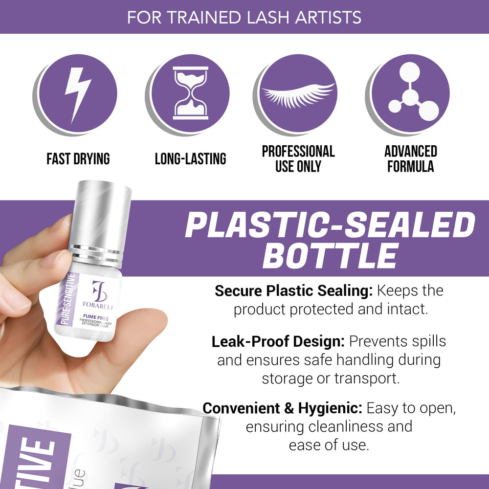Forabeli Pure Sensitive adhésif cils utilisation professionnelle et douceur d'adhésion.