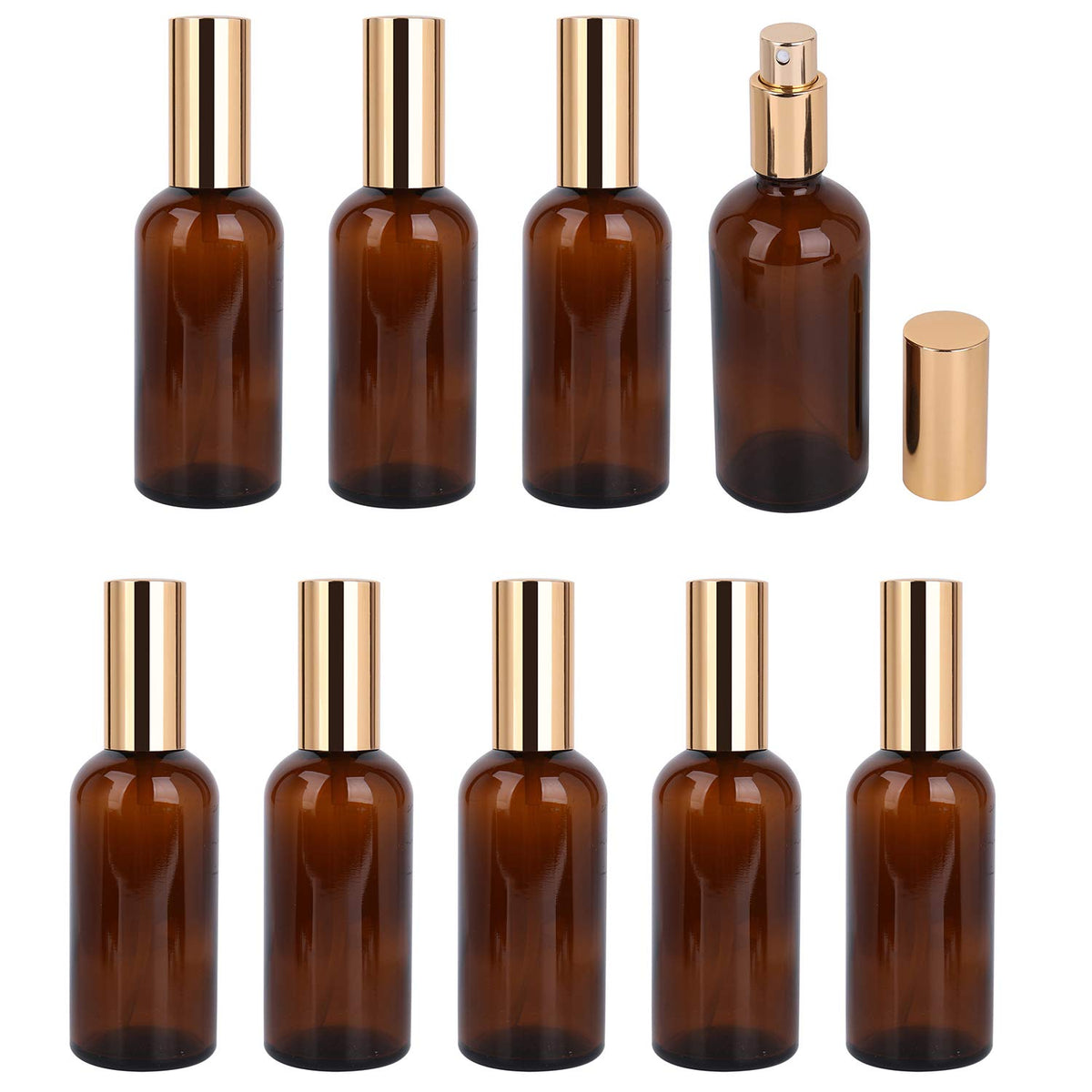 Ensemble Foraineam de 9 bouteilles ambrées 100 ml, prêt à parfumer ou nettoyer