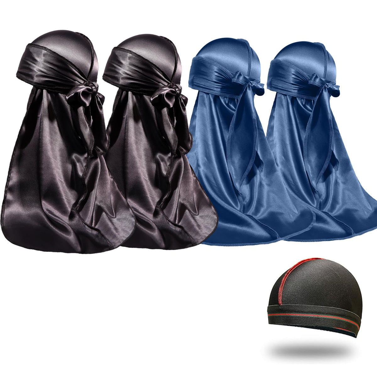 Aperçu du durag ForceWave en satin, longue queue offrant confort et maintien.