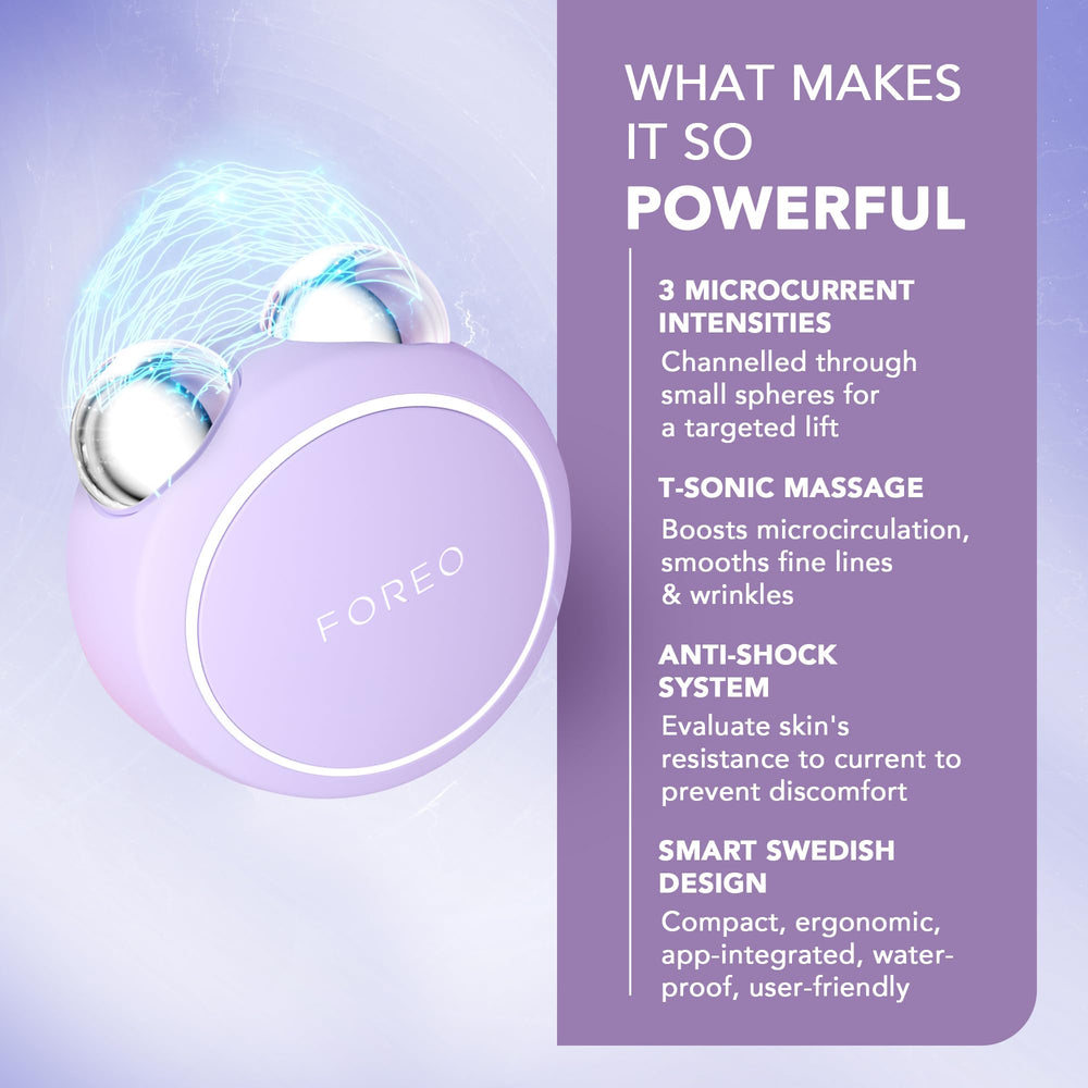 FOREO Bear mini, design compact idéal pour les voyages.