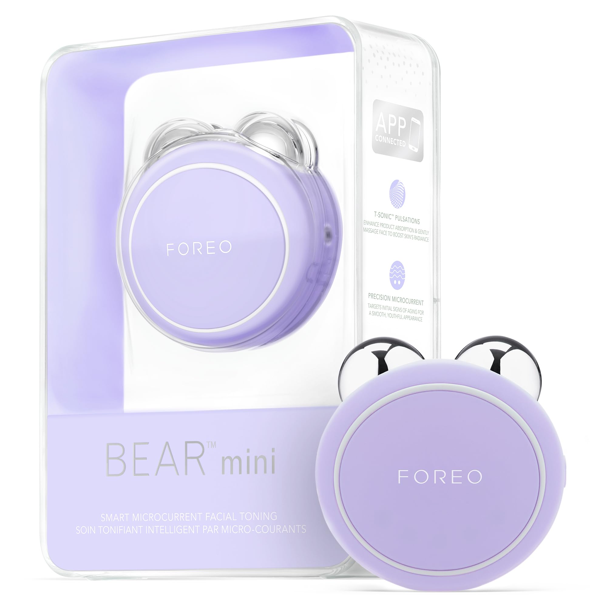 FOREO Bear mini – sphères microcourant ciblées pour tonifier la peau en douceur.