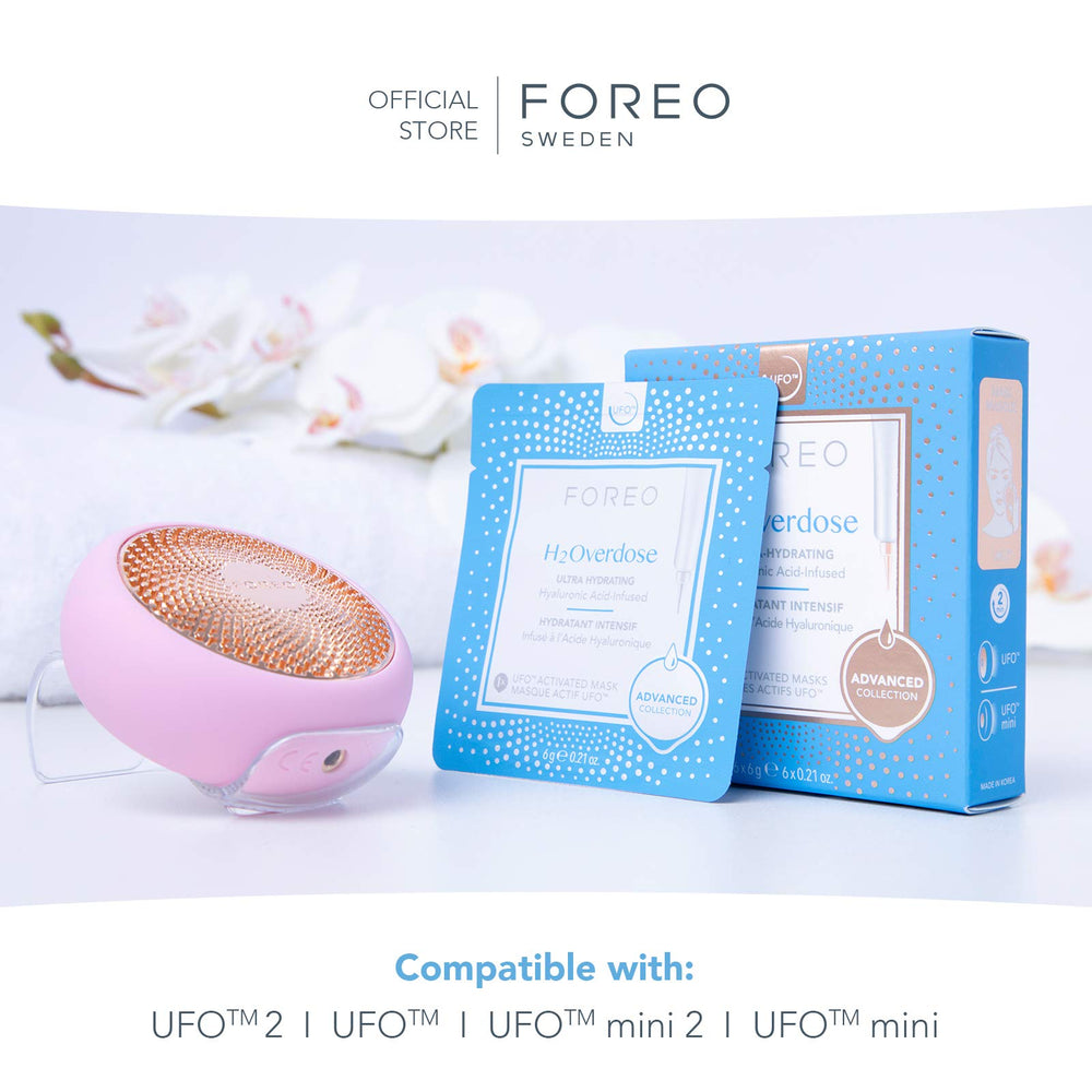 FOREO H2Overdose masque visage hydratation: idéal pour peaux sèches et déshydratées avec UFO