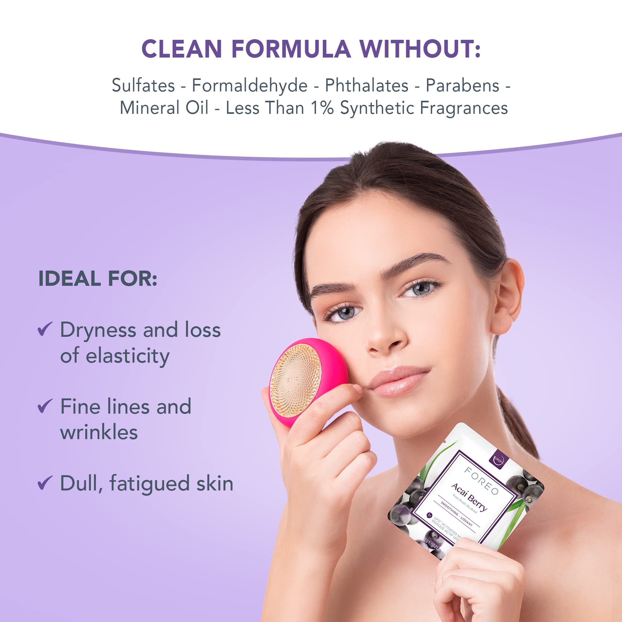 FOREO UFO masque acai-texture-cremeuse : texture riche hydrate et apaise la peau