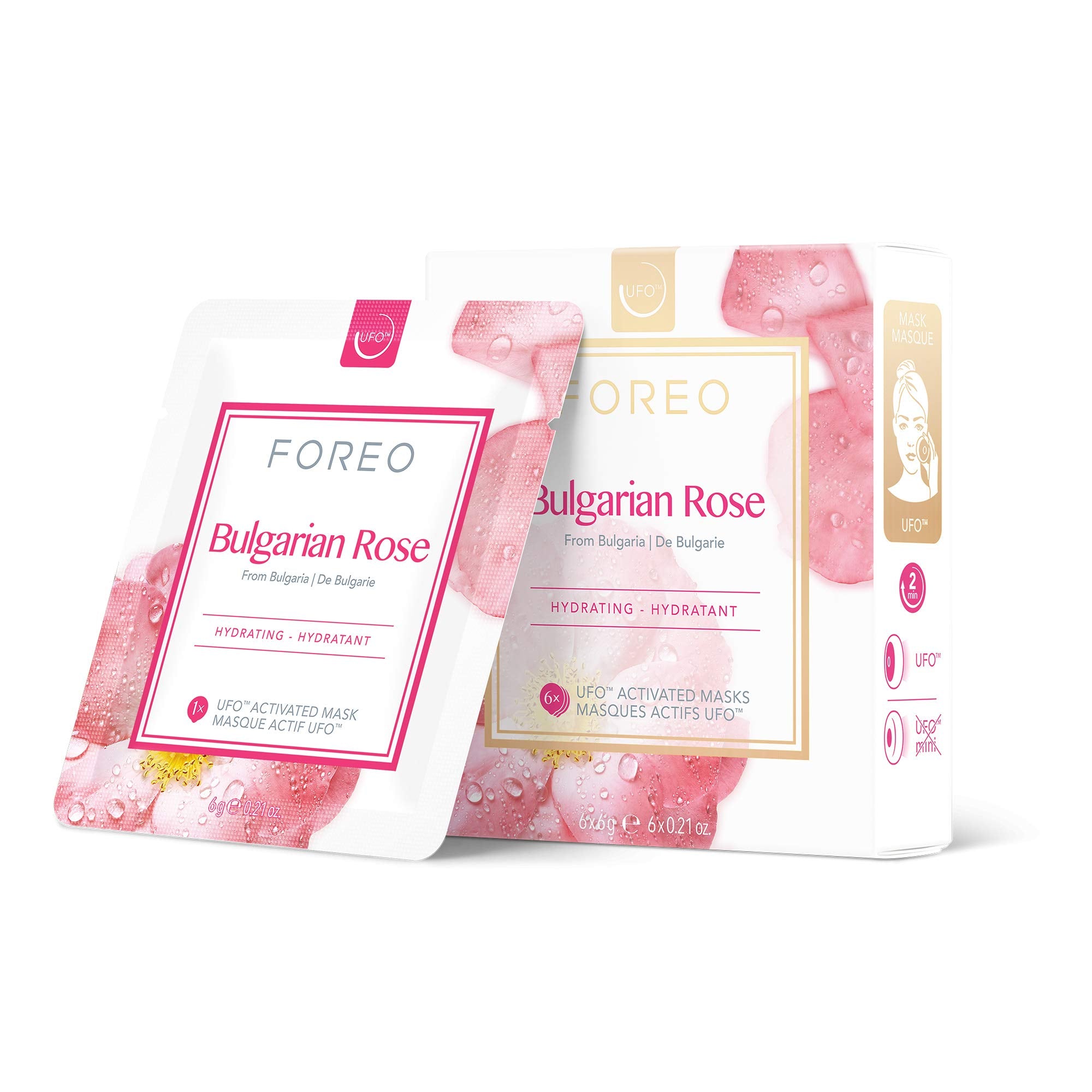FOREO UFO Masque Rose bulgarien eau-de-rose: apaise et rafraîchit rapidement.
