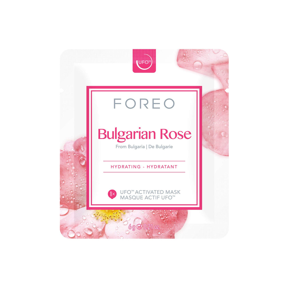FOREO UFO Masque Rose bulgarien éclat: teint lumineux et revitalisé.