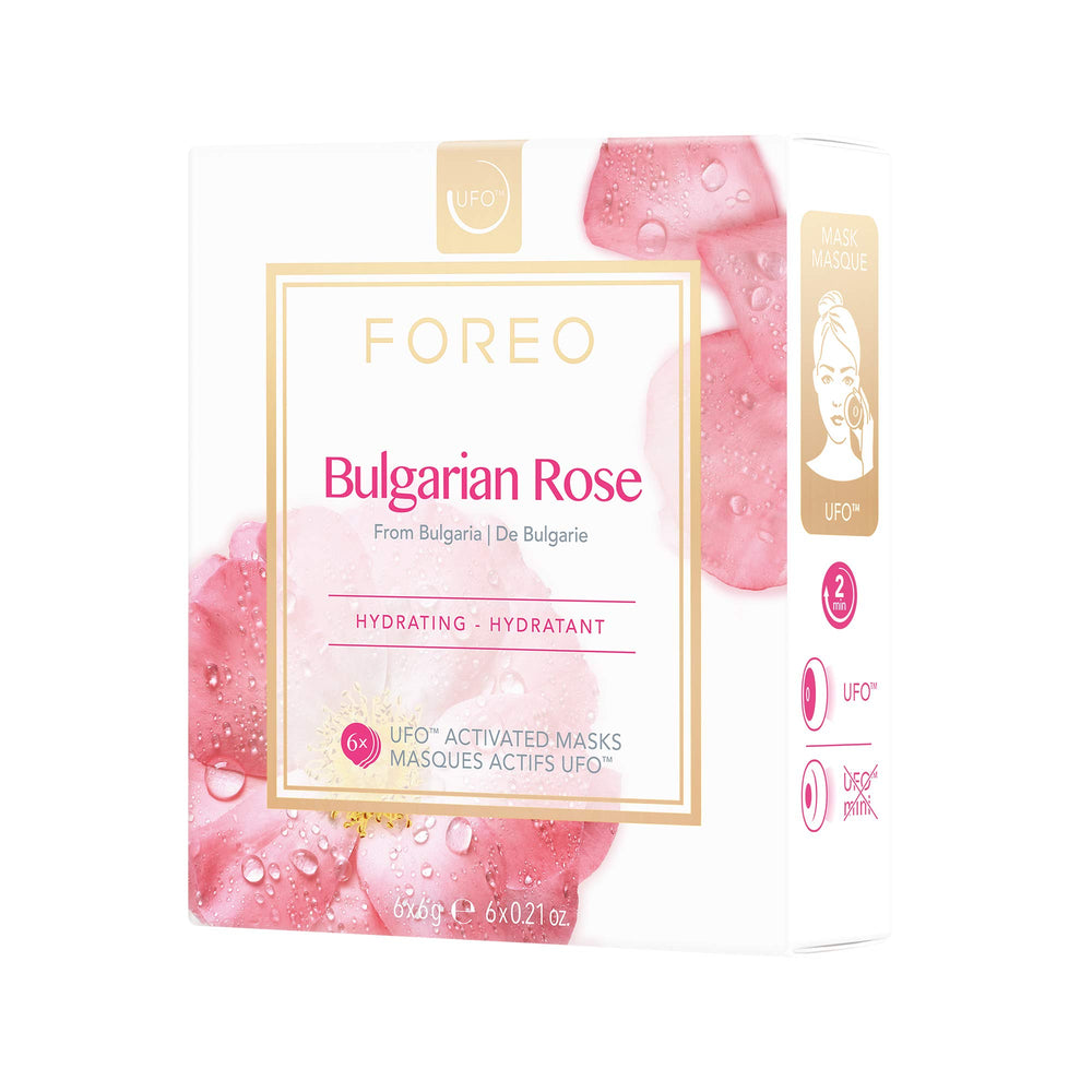 FOREO UFO Masque Rose bulgarien hydratant: hydrate intensément et ravive l'éclat.