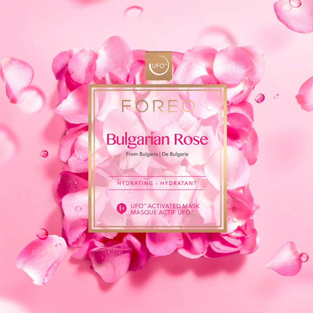 FOREO UFO Masque Rose bulgarien texture-veloutée: glisse facilement sur la peau.