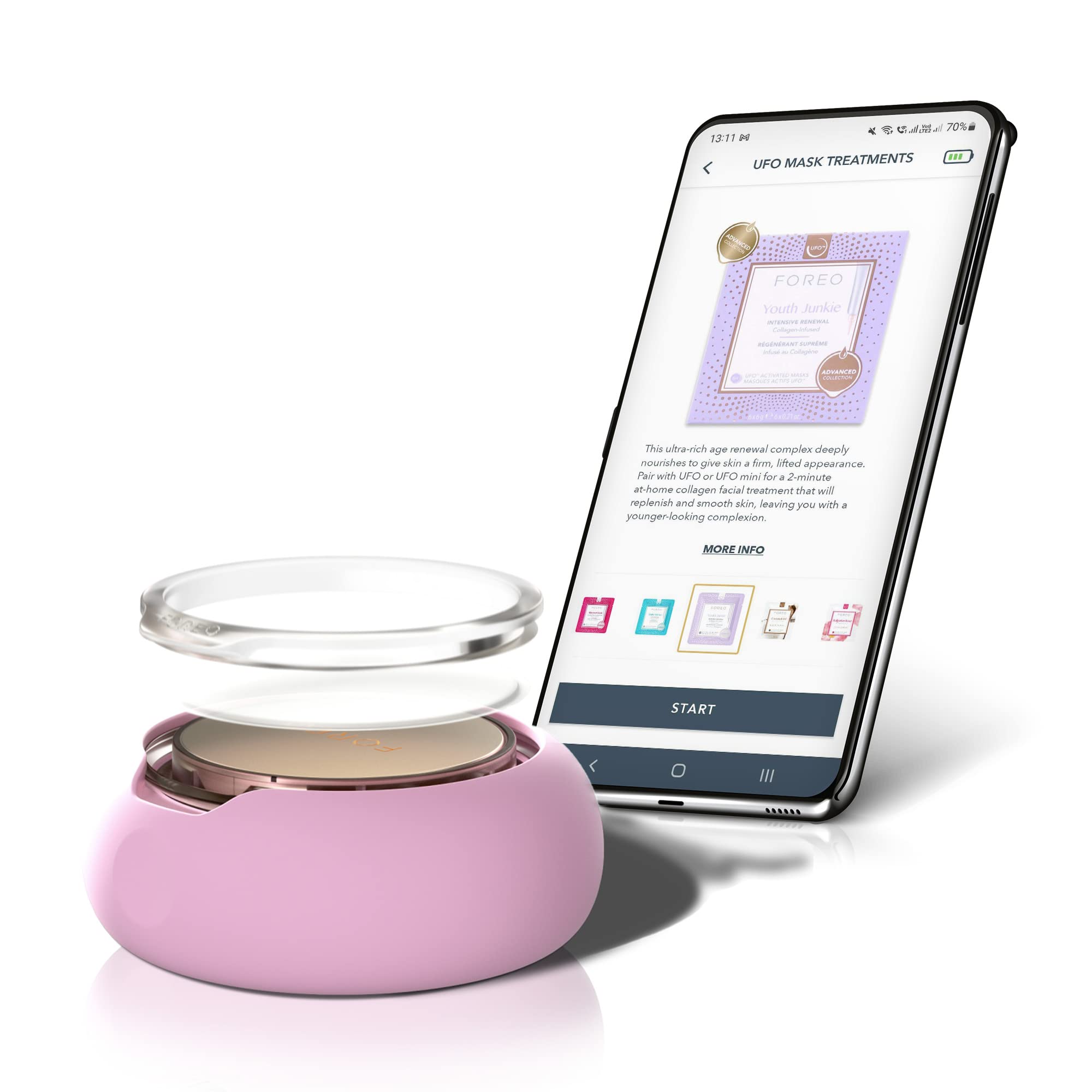 FOREO Youth Junkie 2.0 effet LED rouge: activation rapide.