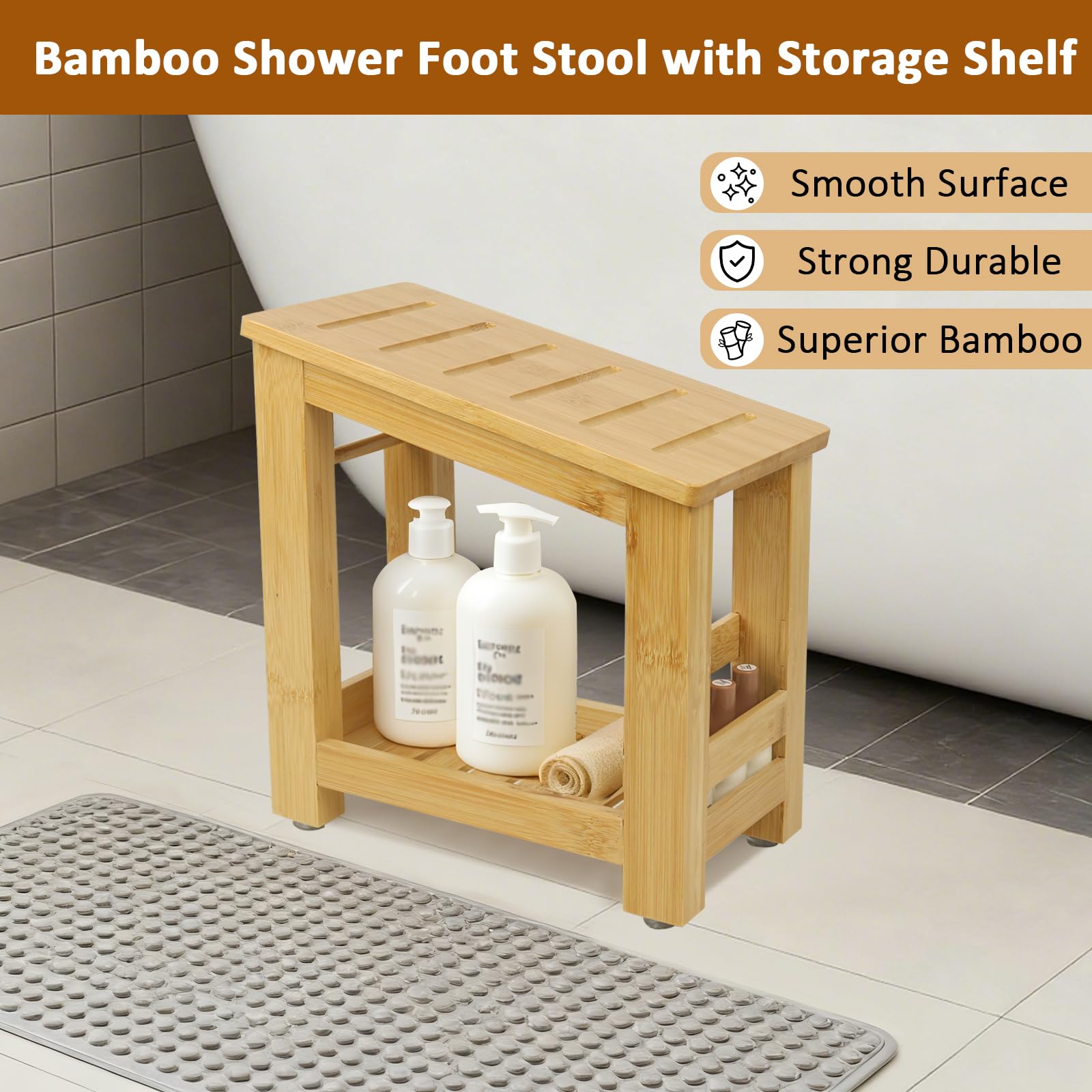 Forest Manor tabouret douche bambou dimensions compactes pour petits espaces
