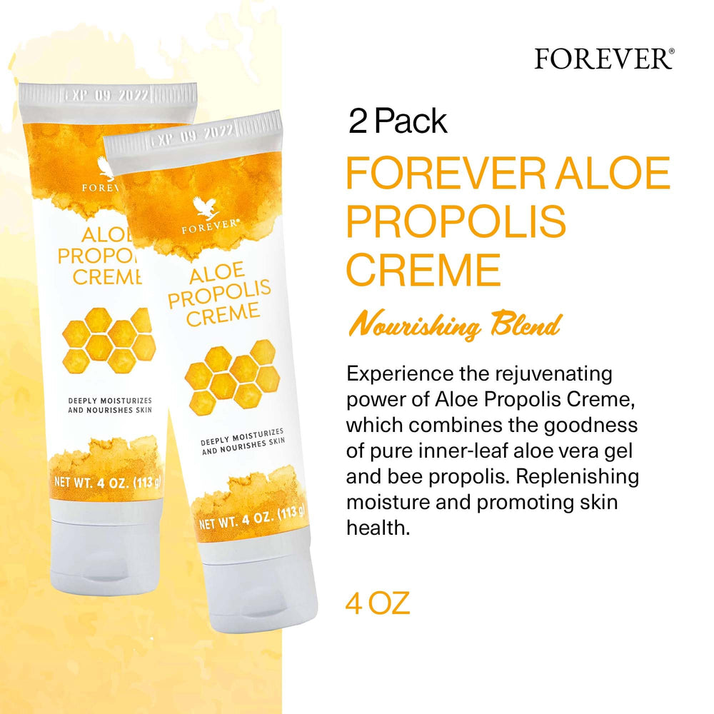 Forever Living Aloe Propolis Crème – main appliquant sur peau, hydratation durable et soin quotidien.