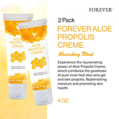 Forever Living Aloe Propolis Crème – main appliquant sur peau, hydratation durable et soin quotidien.