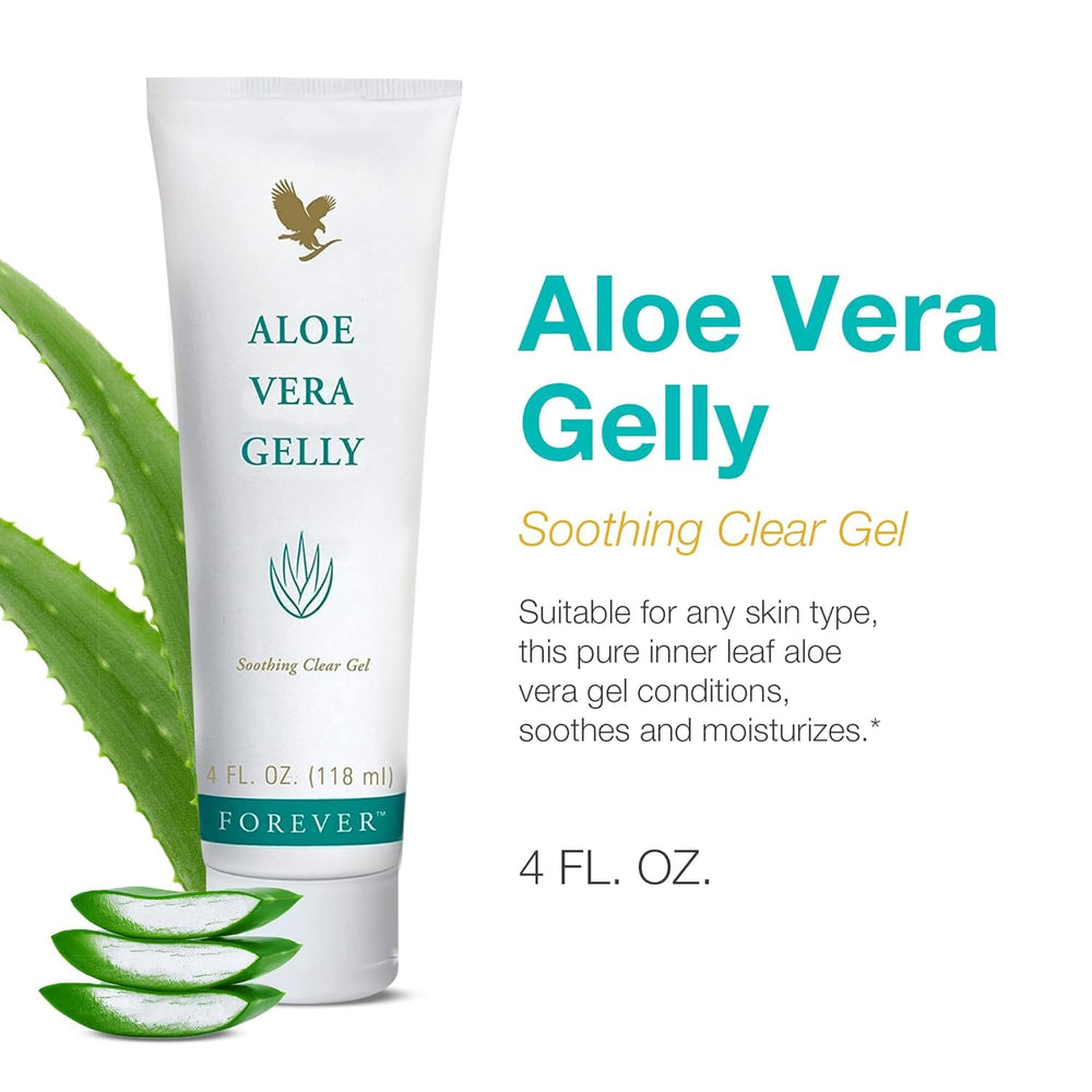 Forever Living Aloe Vera Gelly — texture translucide pénètre rapidement sans résidu.