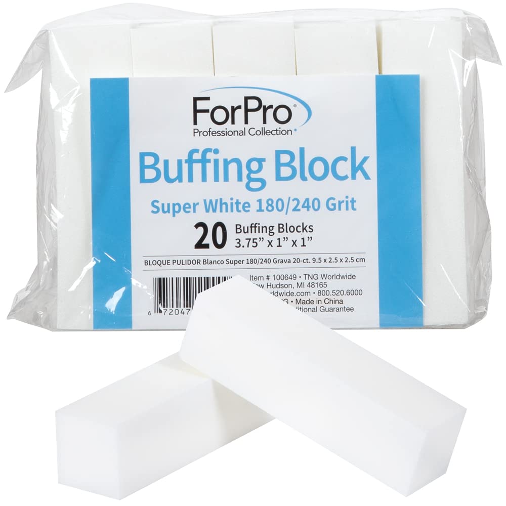 ForPro bloc buffant blanc, prêt à préparer les ongles avant vernis