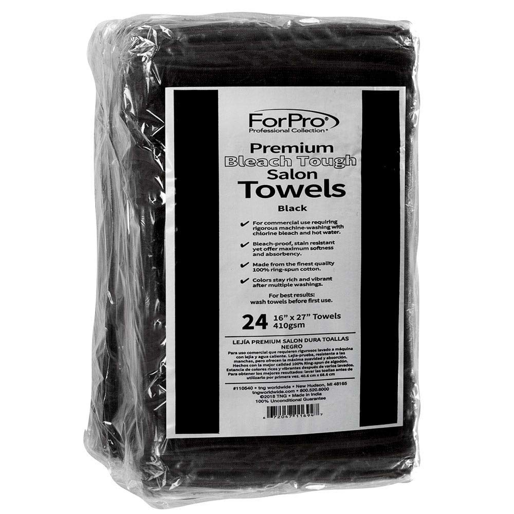 ForPro Collection torchon 100% coton noir 16x27, absorption élevée