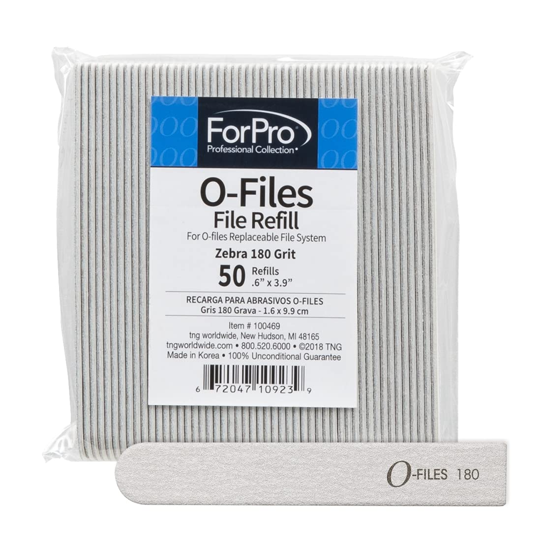 ForPro O-Files recharges zèbre grain-180 pour sculpter et lisser les ongles.