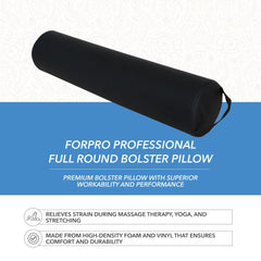 ForPro oreiller-bolster rond noir, soutien-chevilles, utile en position ventre.