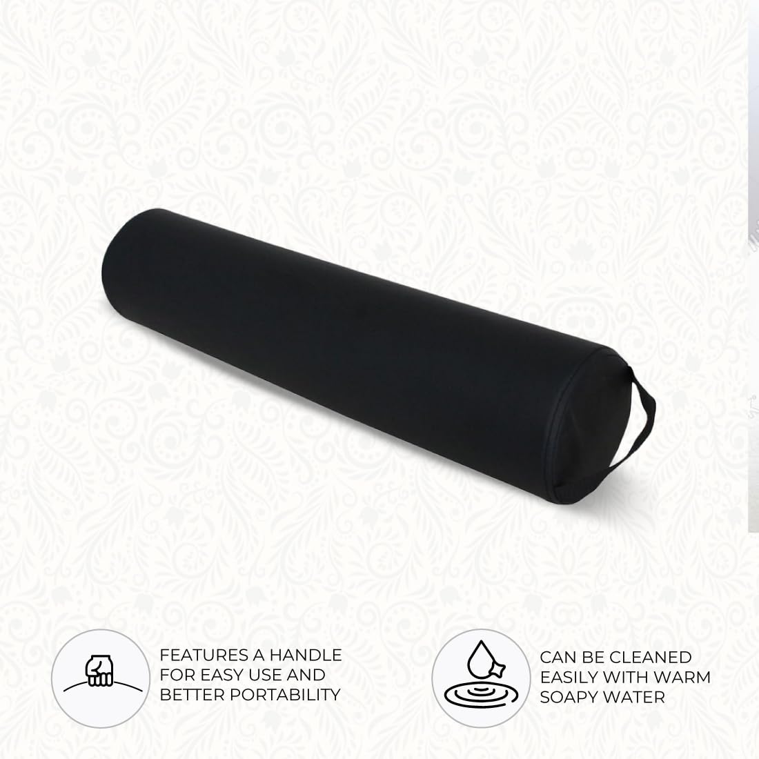 ForPro oreiller-bolster rond noir, soutien-cou, confort lors des étirements.