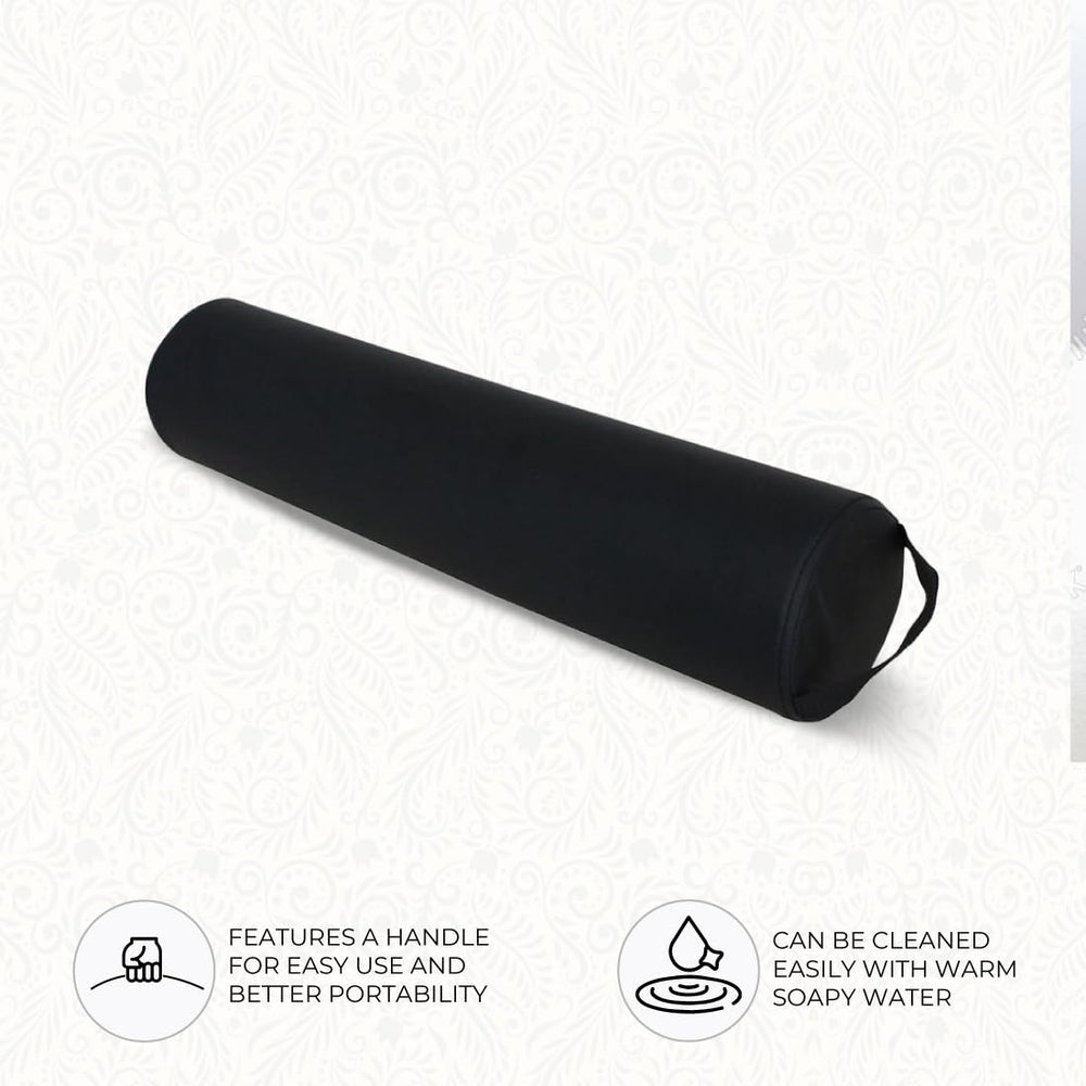 ForPro oreiller-bolster rond noir, soutien-cou, confort lors des étirements.