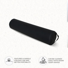 ForPro oreiller-bolster rond noir, soutien-cou, confort lors des étirements.
