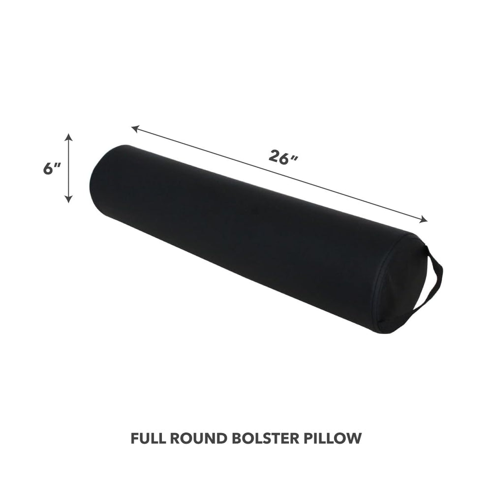 ForPro oreiller-bolster rond noir, soutien-genoux, améliore le confort en position allongée.