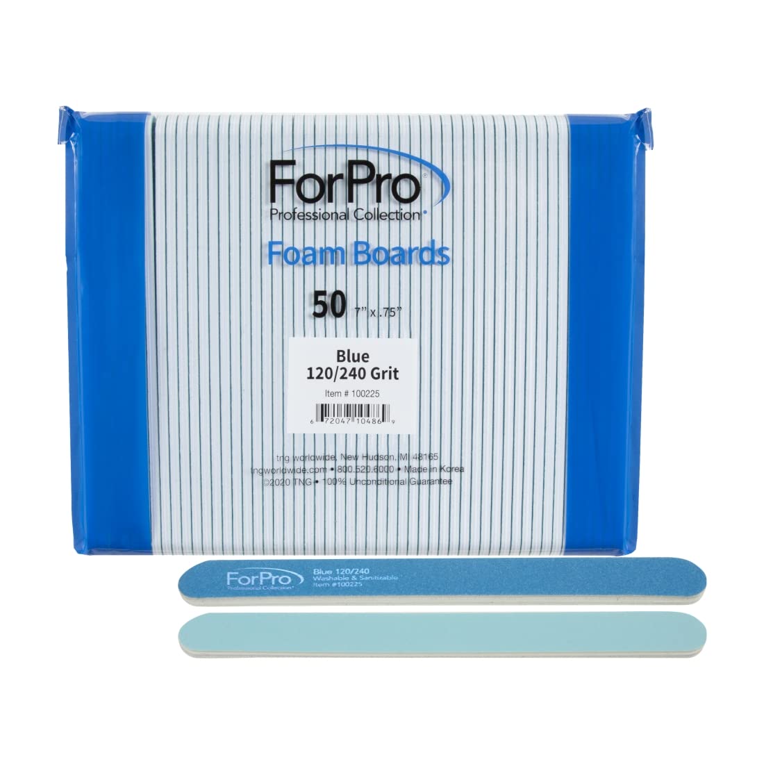 ForPro Panneau mousse bleu, face grain 120 pour façonnage rapide des ongles.