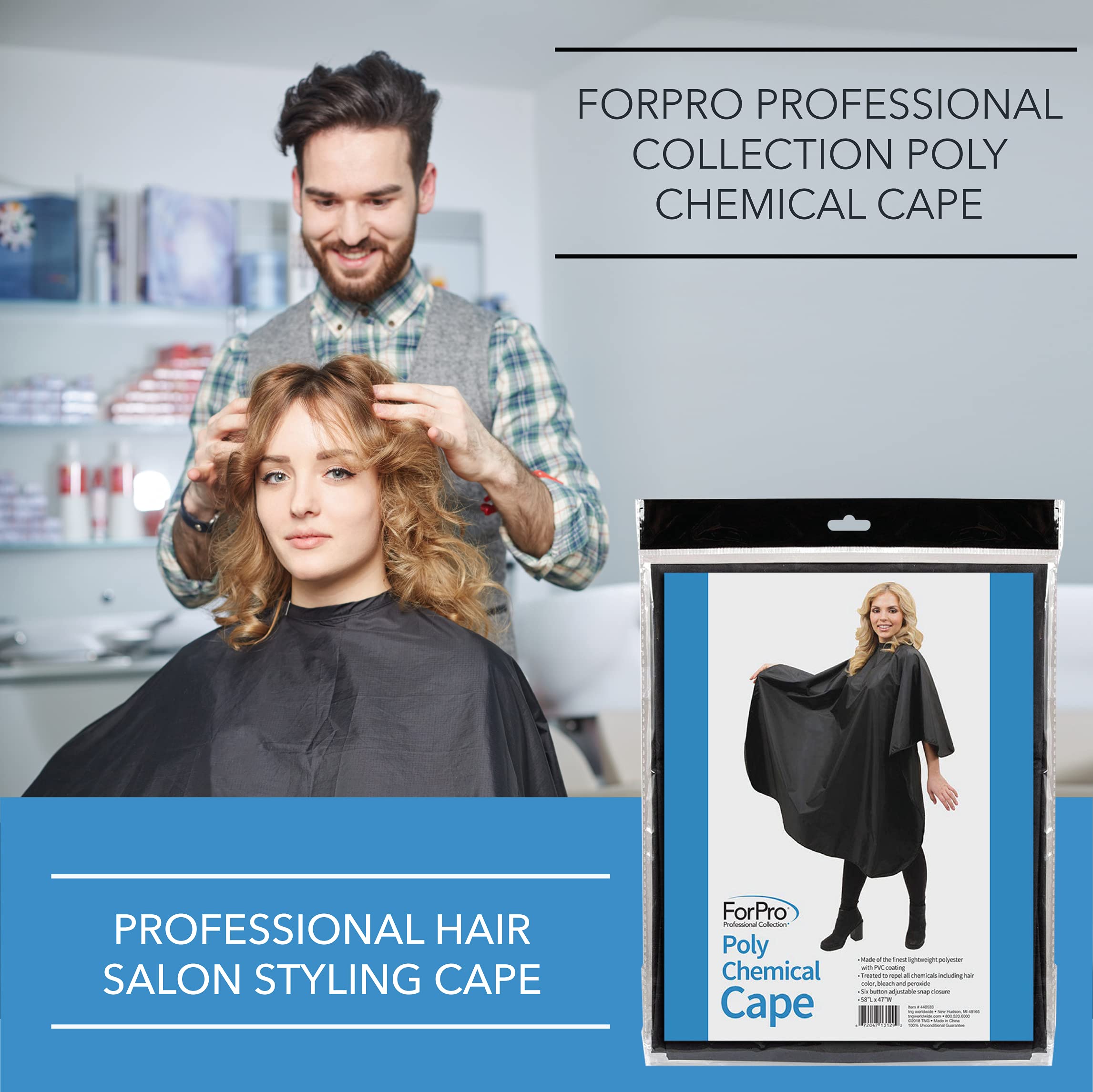 Cape ForPro anti-statique et hydrofuge, anti-éclaboussures lors des soins.