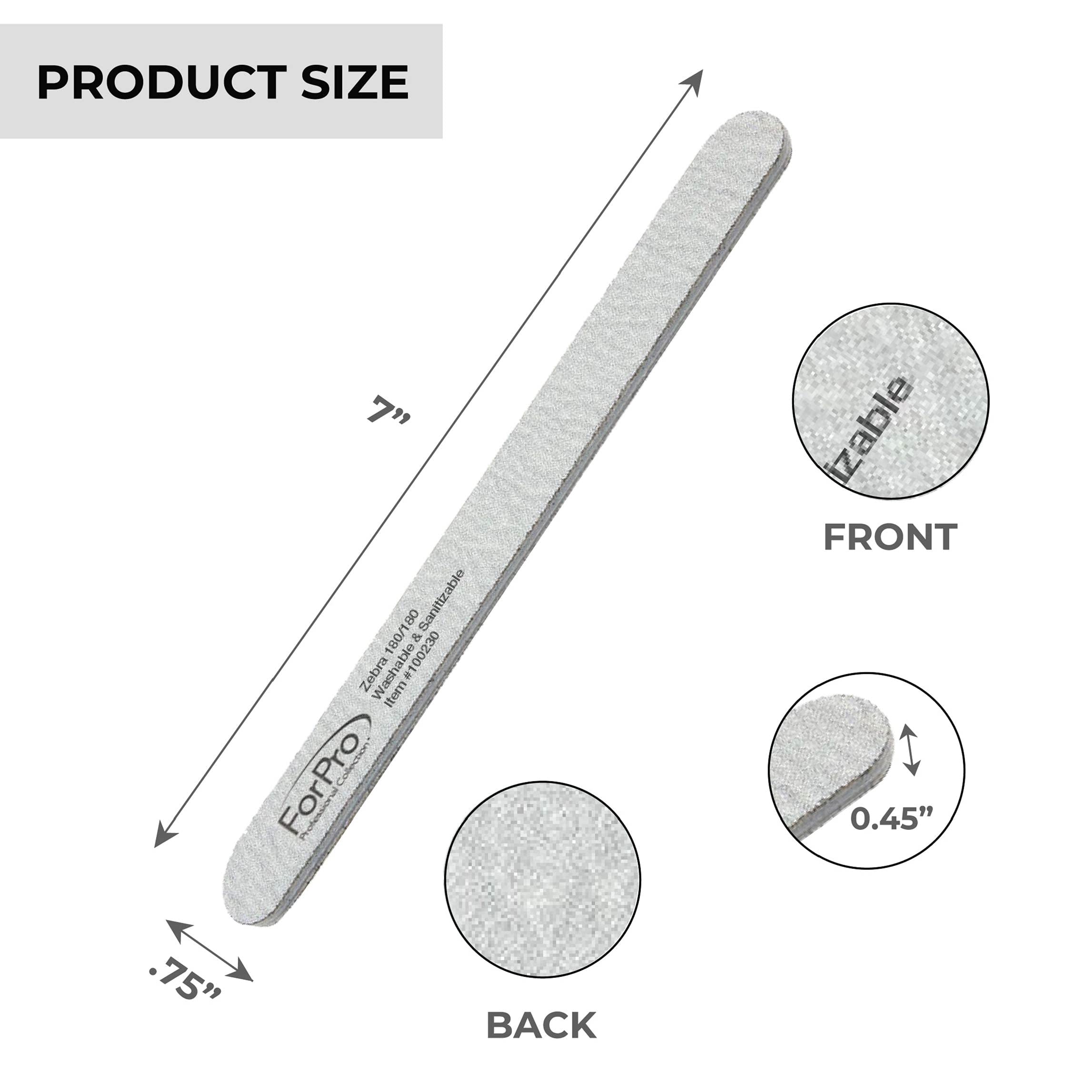 ForPro Zebra lime à ongles grain 180, idéale pour enlever l’excès.