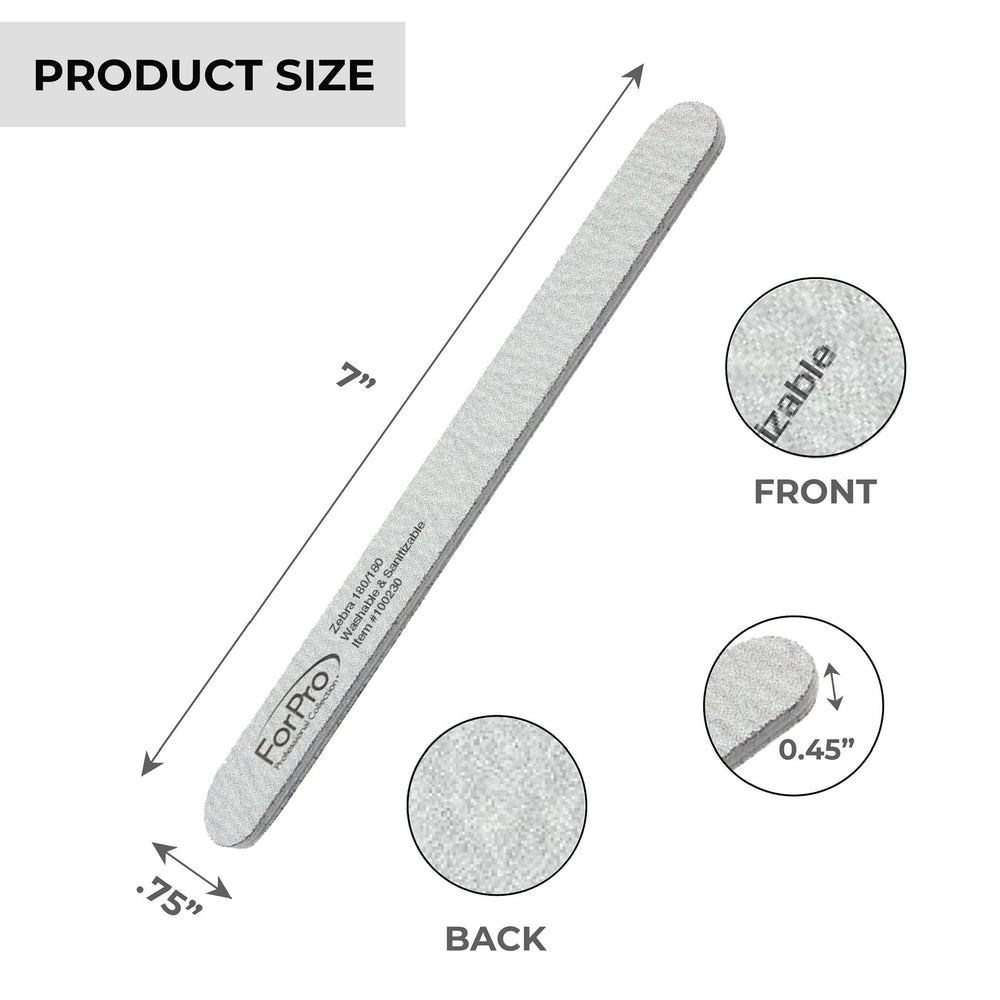 ForPro Zebra lime à ongles grain 180, idéale pour enlever l’excès.