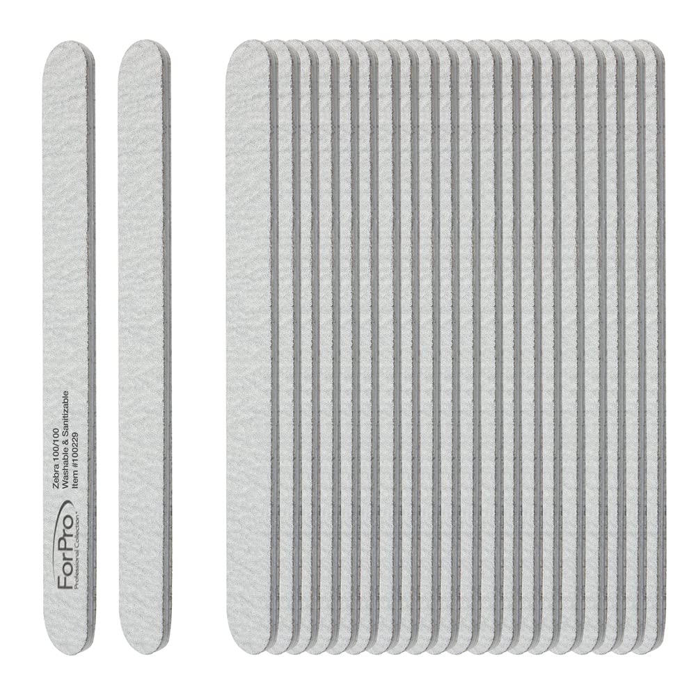 Lime à ongles ForPro Zebra, face grain 100 pour ponçage efficace