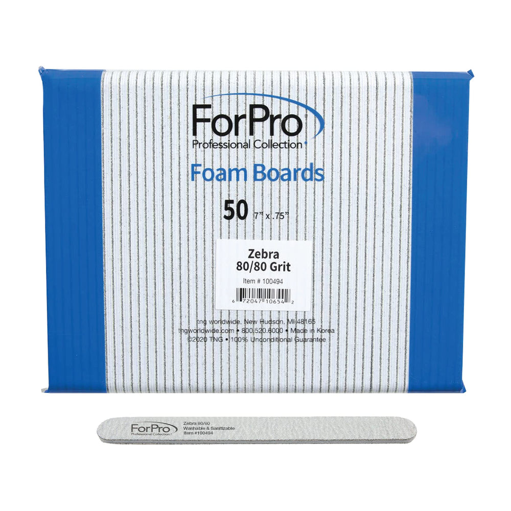 Planche en mousse ForPro Zebra grain 80 double-face, finition précise des ongles.