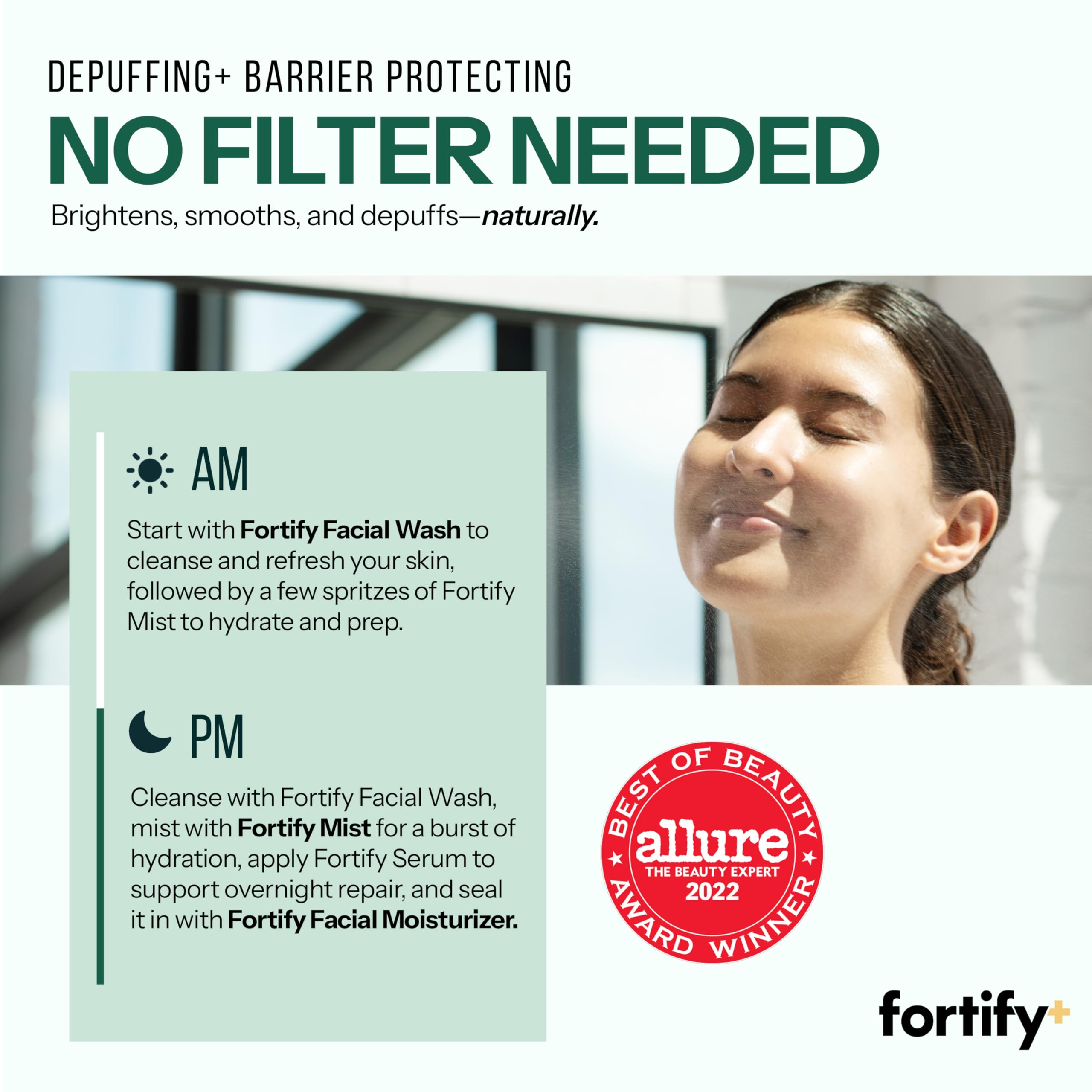 Fortify Skincare brume detox apaisante : fraîcheur instantanée.