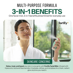 Fortify Skincare brume hydratation quotidienne : peau souple et confortable.