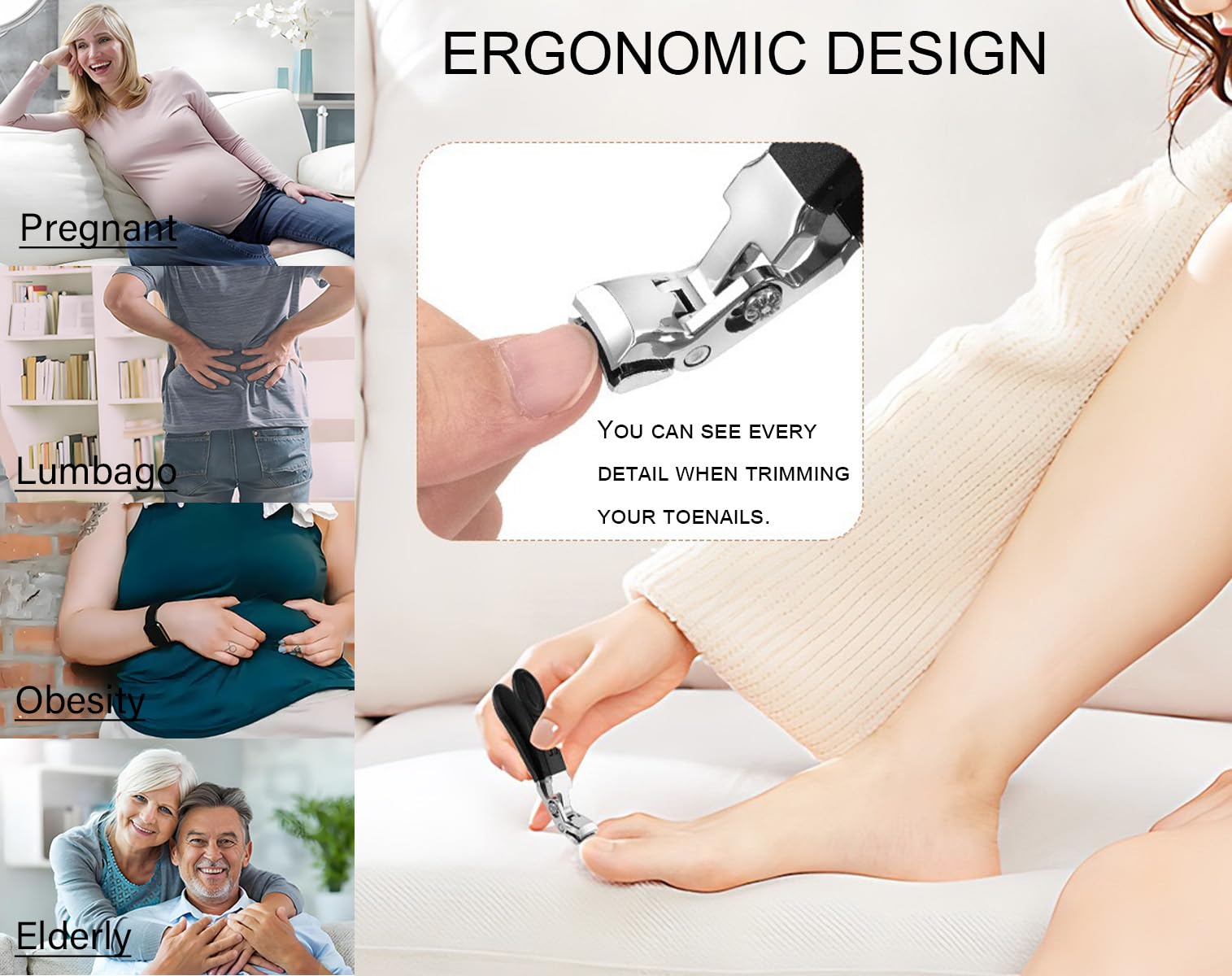Fotiwesd coupe-ongles manche ergonomique : prise confortable.