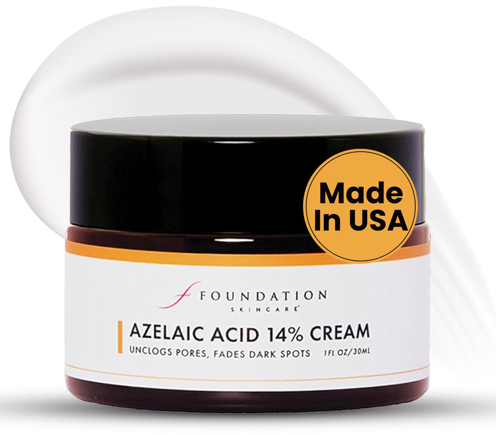 Foundation Skincare bouteille-azelaic-acide-14: teint plus uniforme potentiel.