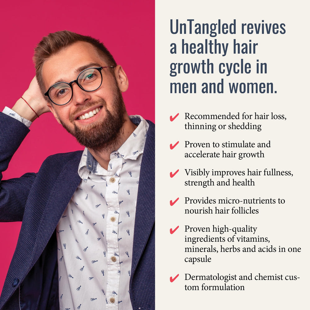 Foundation Skincare UnTangled: ingrédients clefs tels que collagene et biotine pour cheveux