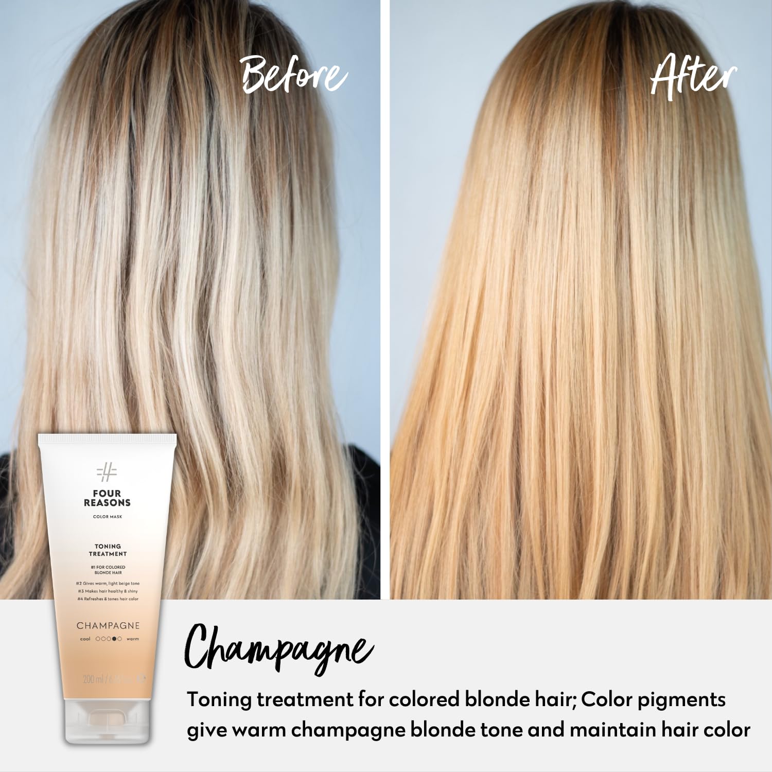 FOUR REASONS Color Mask Champagne Blonde, pigment champagne, couleur lumineuse.