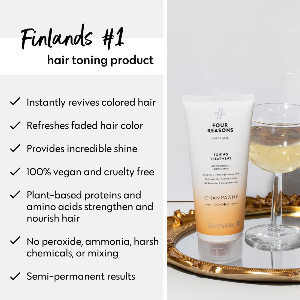 FOUR REASONS Color Mask Champagne Blonde, tonalité blond champagne pour cheveux clairs.