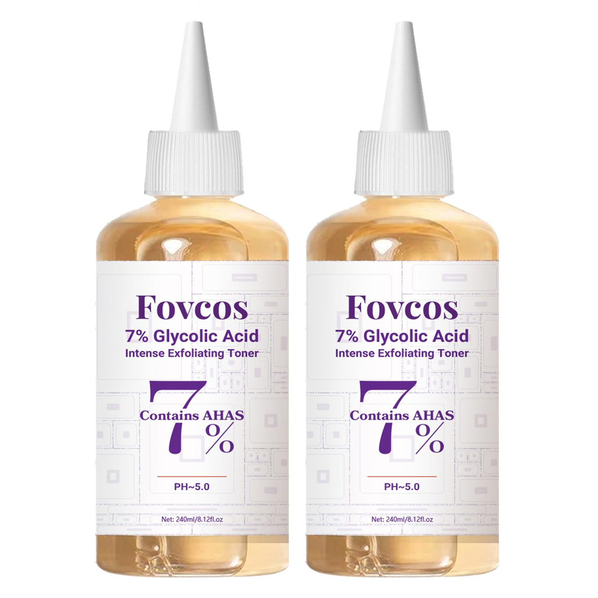 Tonique exfoliant 7% Glycolique Fovcos – bouteille prête pour peau plus claire