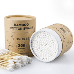 Coton-tige FOVURTE en bambou avec embout spirale pour précision maquillage
