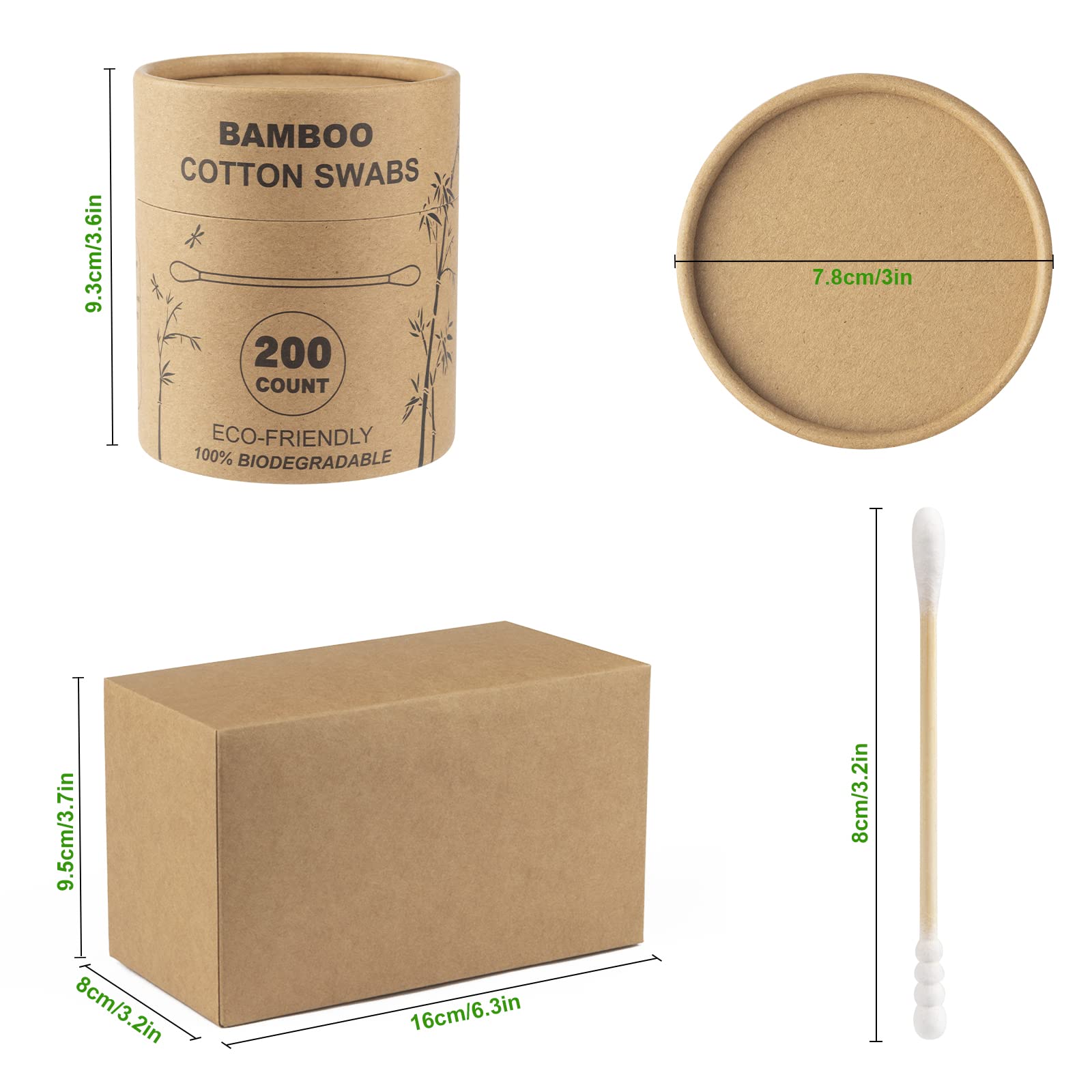 Format voyage FOVURTE coton-tige bambou, pratique et compact