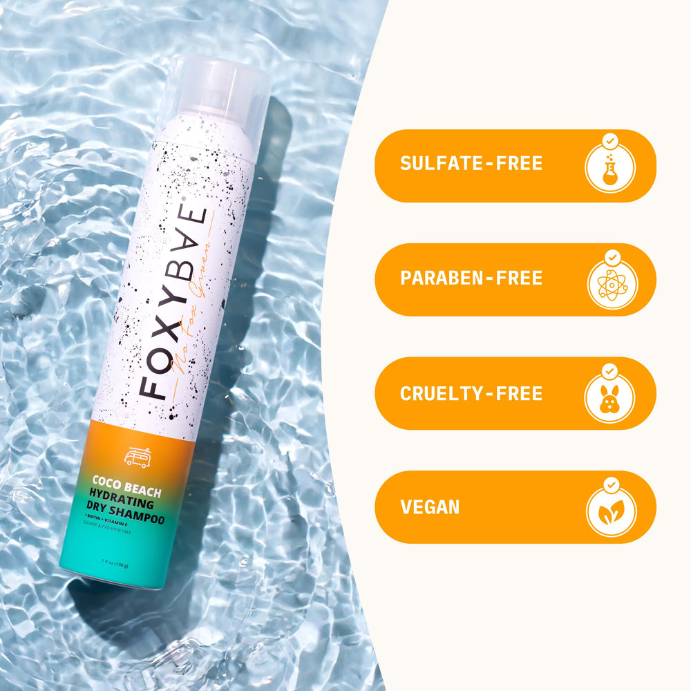 FoxyBae Hydrating Dry Shampoo shows no white residue on hair colors