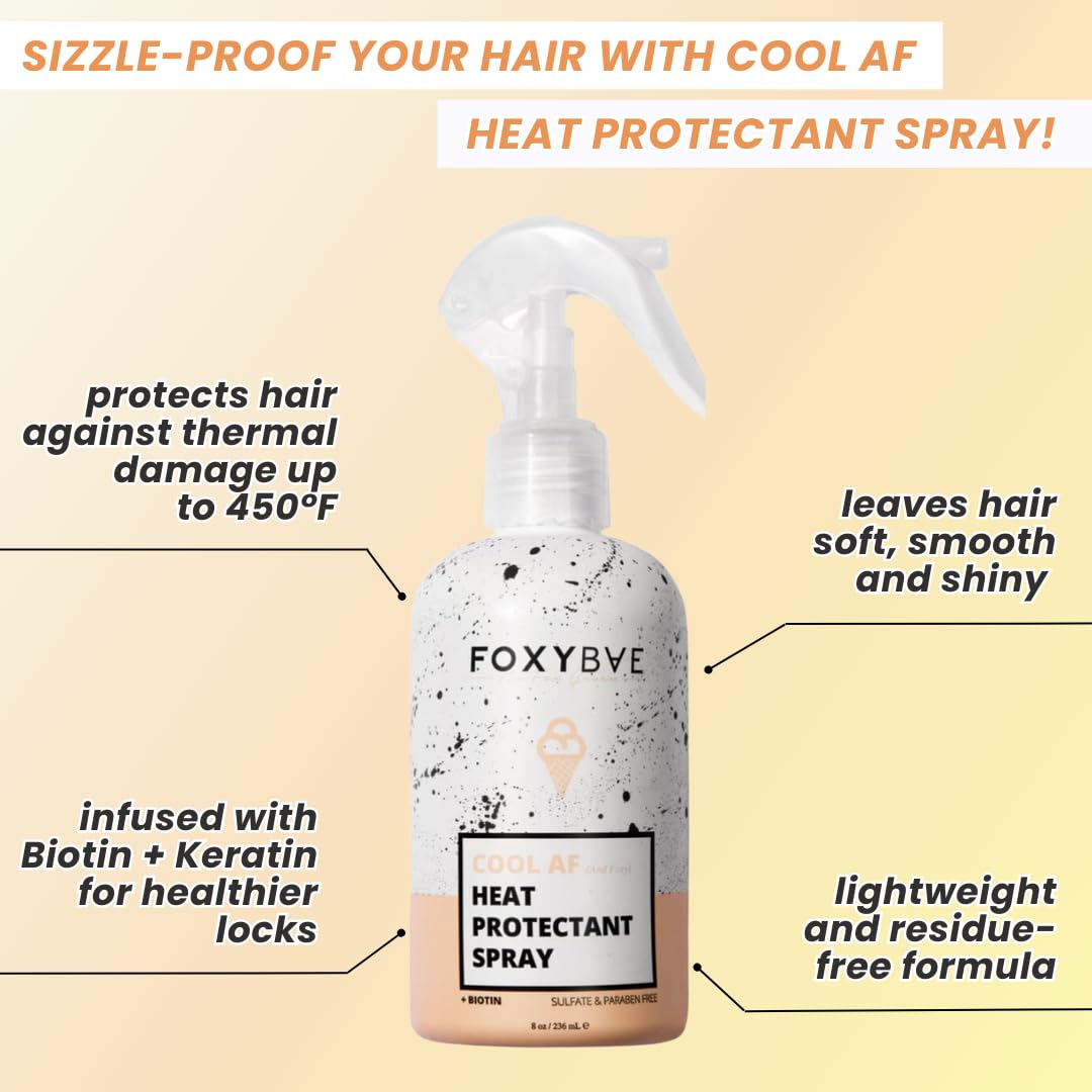 FoxyBae Spray Protecteur – Bouteille et utilisation rapide contre les dommages thermiques.