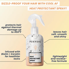 FoxyBae Spray Protecteur – Bouteille et utilisation rapide contre les dommages thermiques.