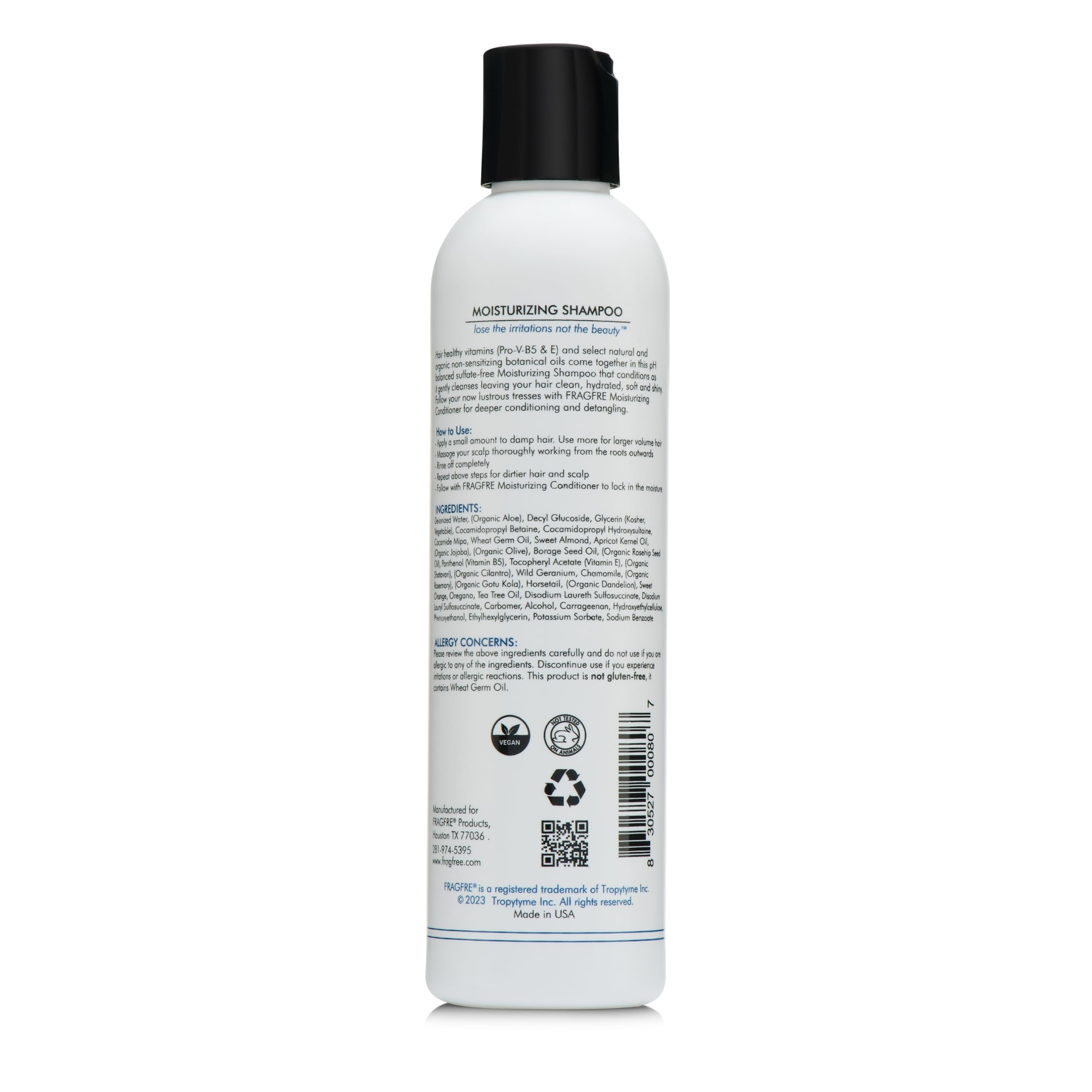 FRAGFRE Shampooing hydratant – application quotidienne simple, formulation douce pour cheveux sensibles.