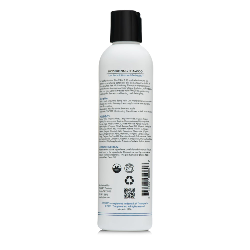 FRAGFRE Shampooing hydratant – application quotidienne simple, formulation douce pour cheveux sensibles.