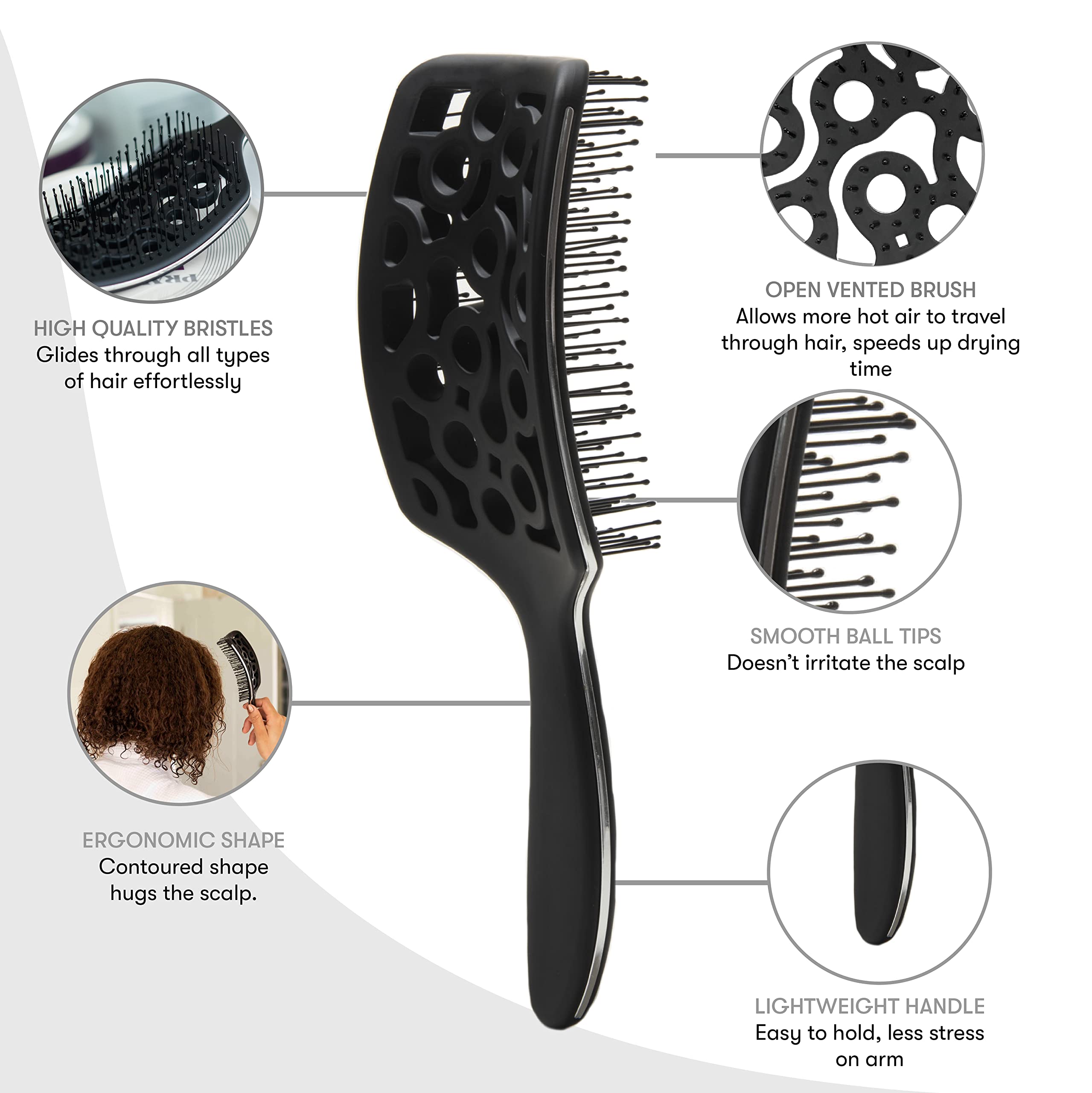 FRAMAR brosse-cheveux pour cheveux humides, démêlage en douceur.