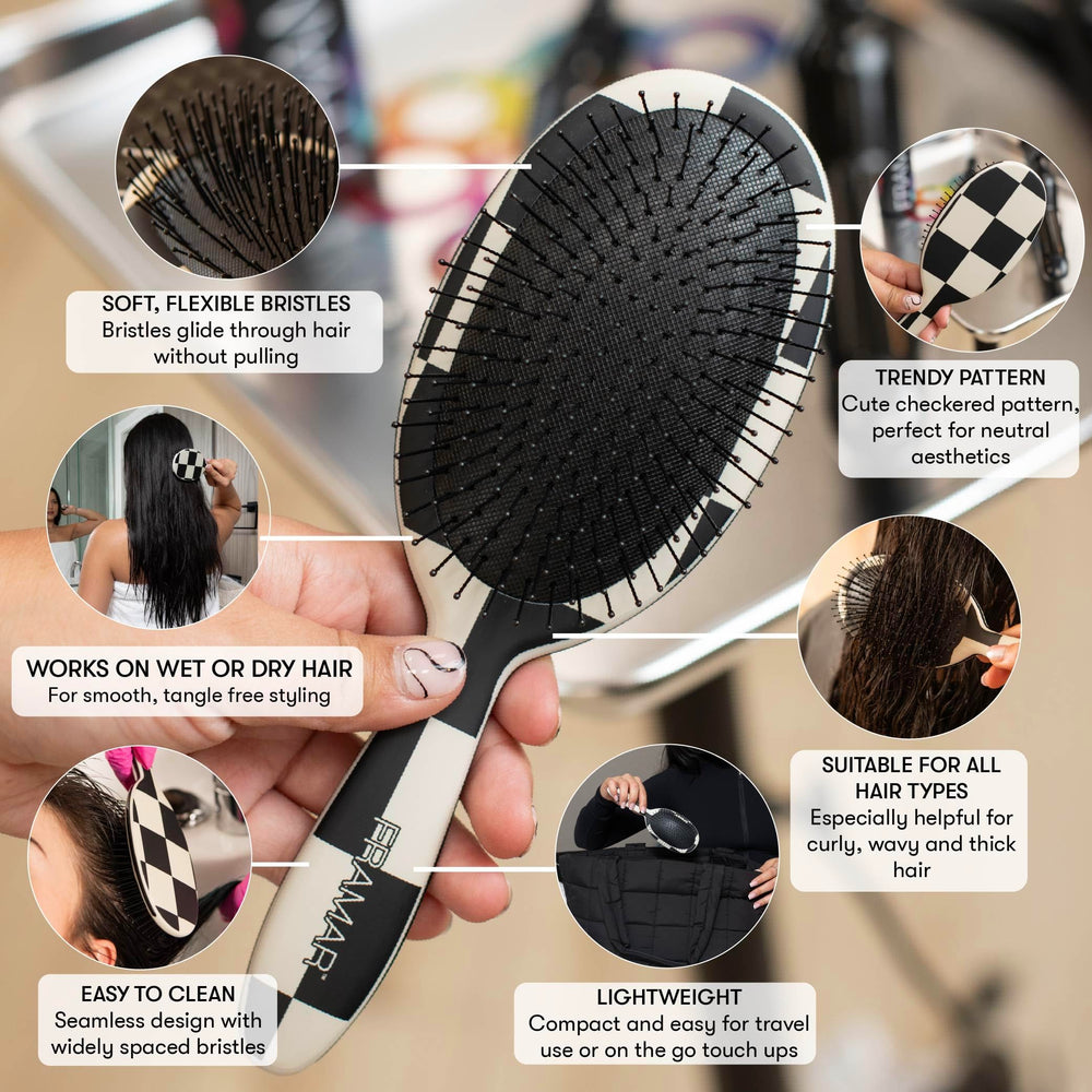 FRAMAR Brosse démêlante, poignée confort, glisse douce pour brossage sans effort.
